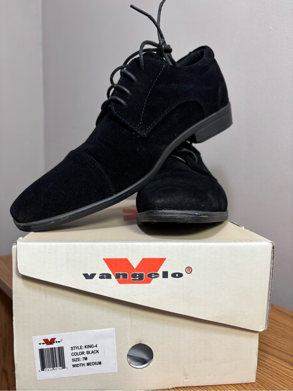 Vangelo Black Suede Derby Shoes for Men